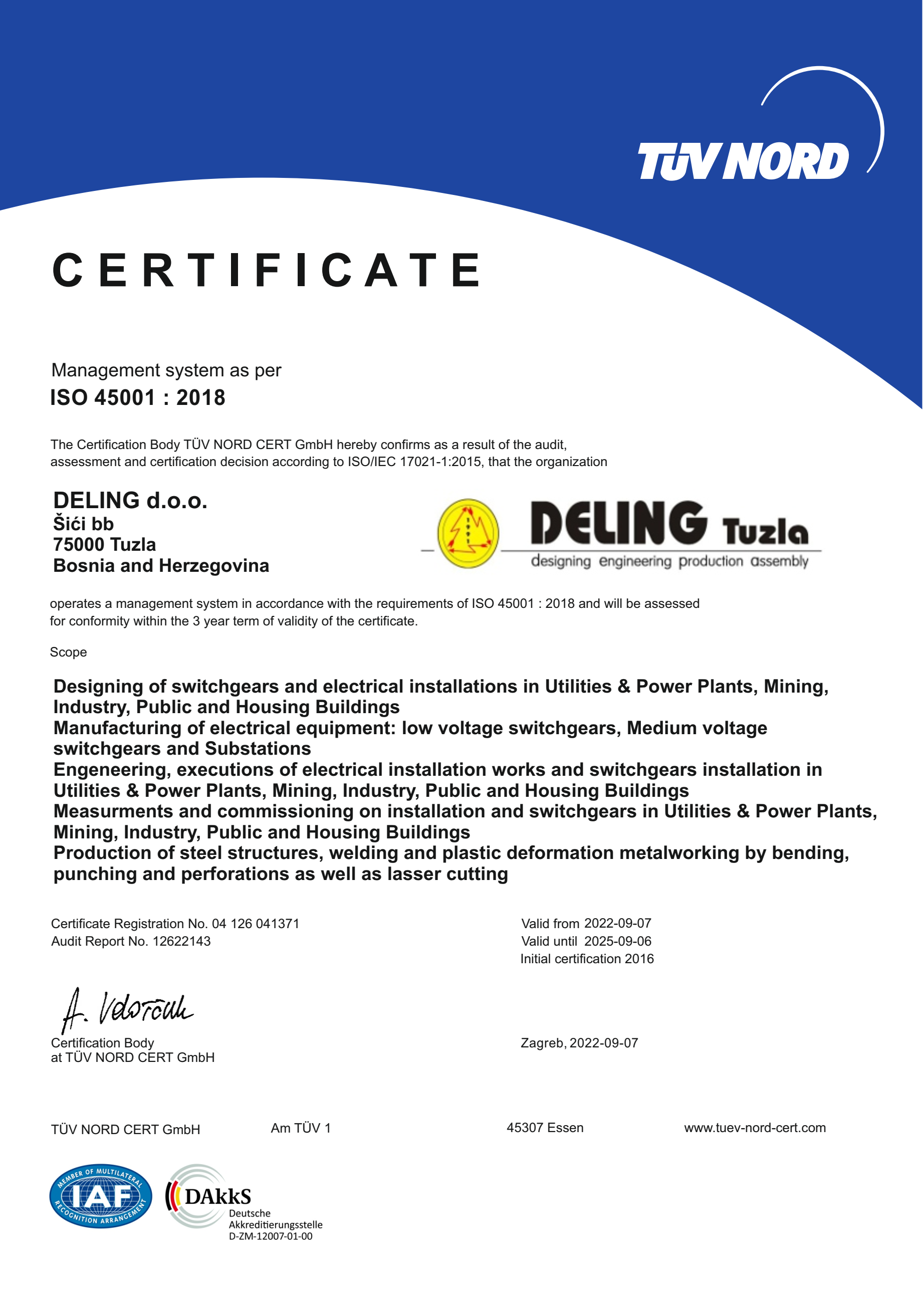 Deling d.o.o. - ISO 45001